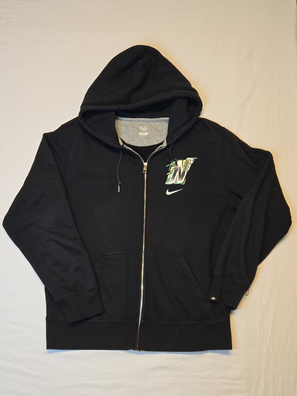 Nike Black, Yellow & Green Full Zip Spellout Logo Hoodie Sweater Vintage Y2K